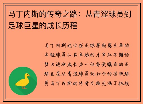 马丁内斯的传奇之路：从青涩球员到足球巨星的成长历程